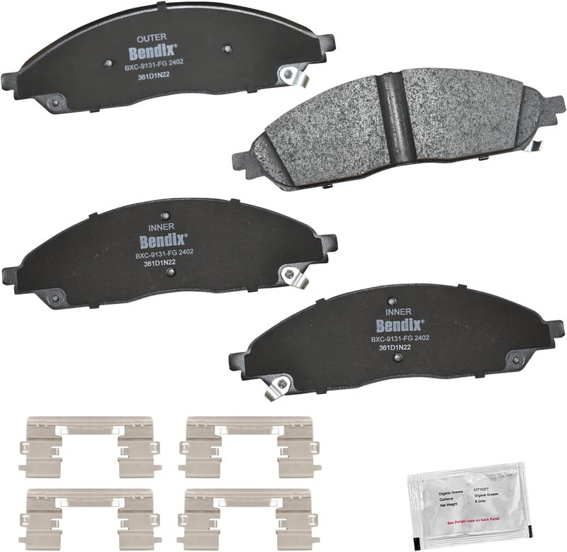 Bendix Priority1 CFC2402 Ceramic Front Brake Pads for Chrysler Pacifica 2024-2020, Jeep Grand Cherokee 2024-2023, Grand Cherokee L 2024-2022 - Image 1